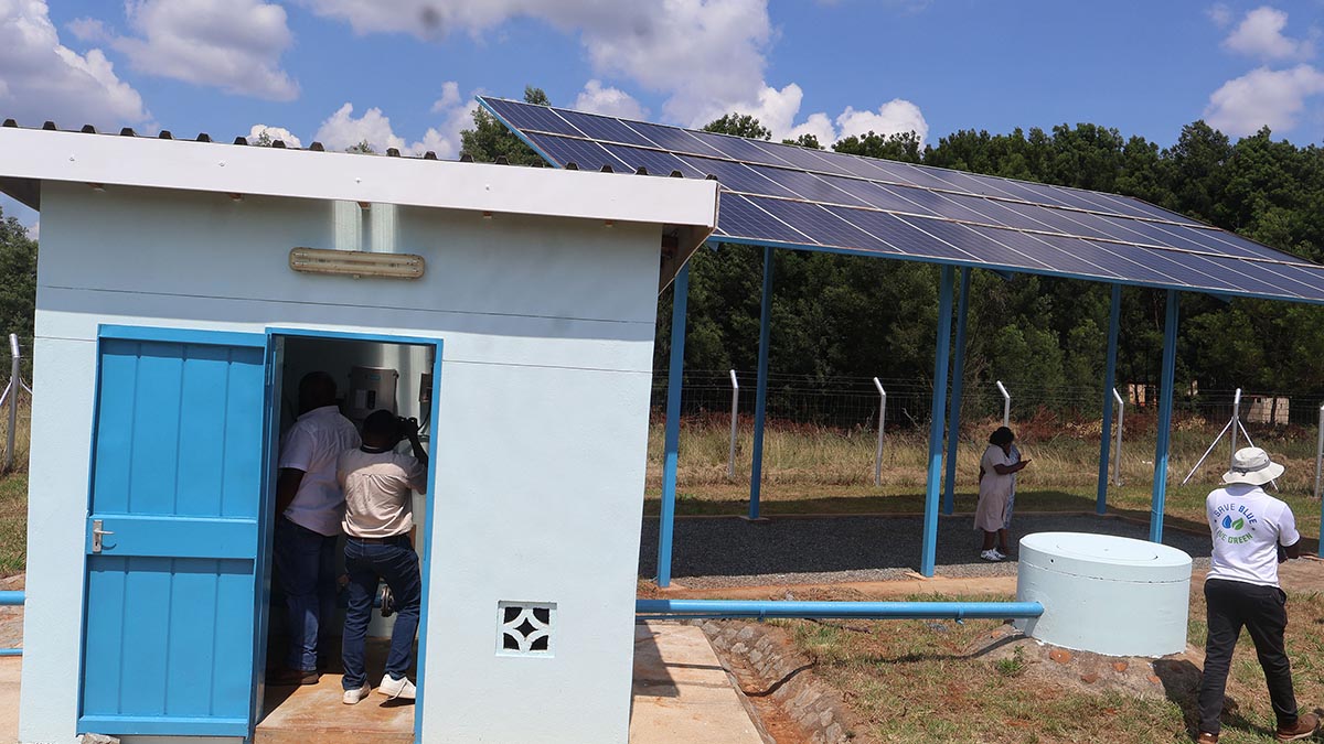 The water pump using electricity and solar panels which pump water to the 464 000-litre steel tank which is part of the first phase, sponsored by World Vision which was completed in February 2022 and benefited 250 homesteads through the installation of 41 taps.